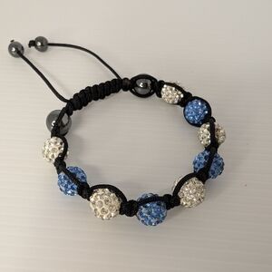 Shamballa Blue and Silver Crystal Bracelet
